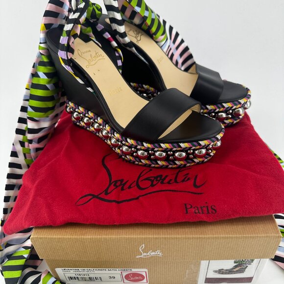 Louboutin Levatine Wedges Ankle Tie - Size 39 - Picture 2 of 5